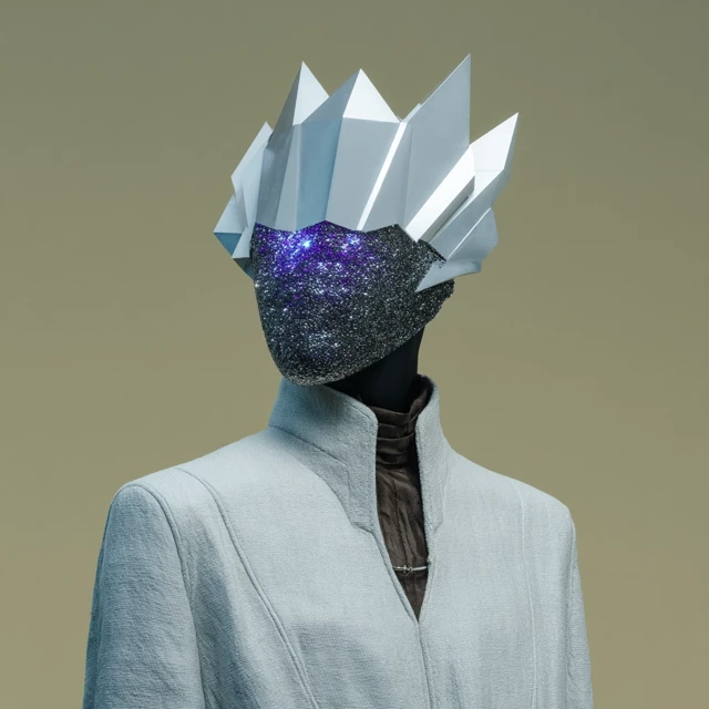 Abstract Figure with Geometric Headpiece Fashion