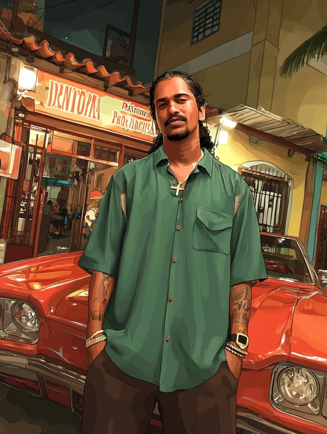 Dominican Rapper Street Art Album Cover