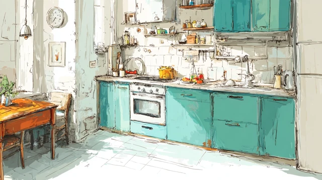 Kitchen Illustration Sketch Style