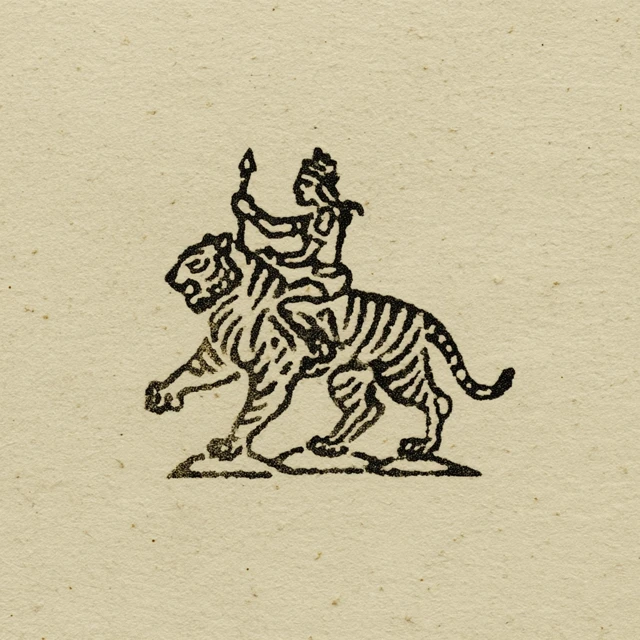 Tiger Rider Logo Hand Drawn Folkloric Art