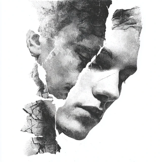 Monochrome Ink Portrait Ego Death Dissociation