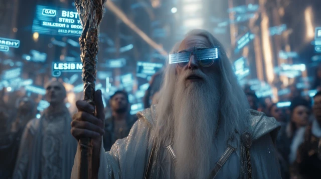 SciFi Wizard with AR Tags Dramatic Scene