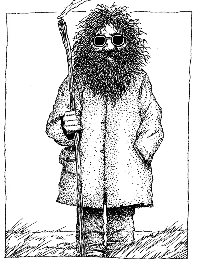 Post Apocalyptic Scavenger Stippled Ink Drawing