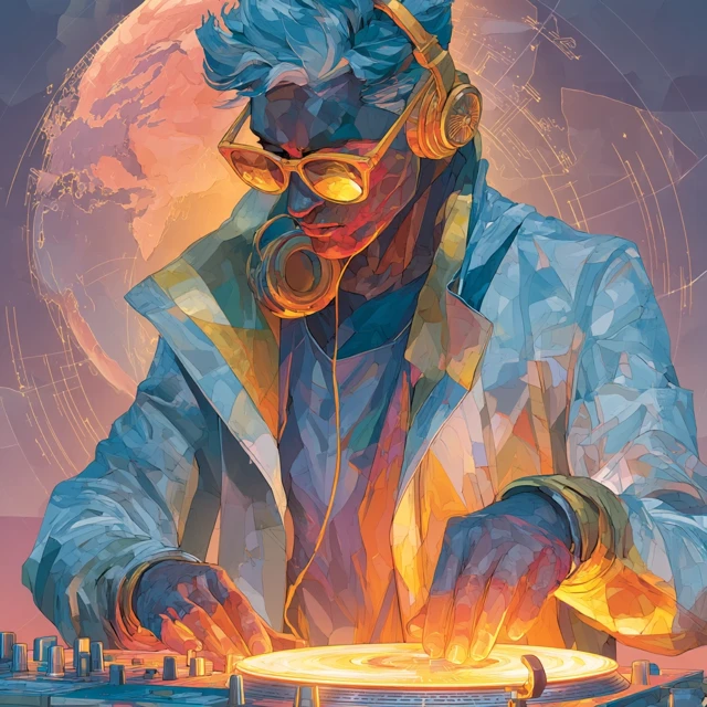 DJ Portrait: Futuristic Vibes with Glowing Turntables