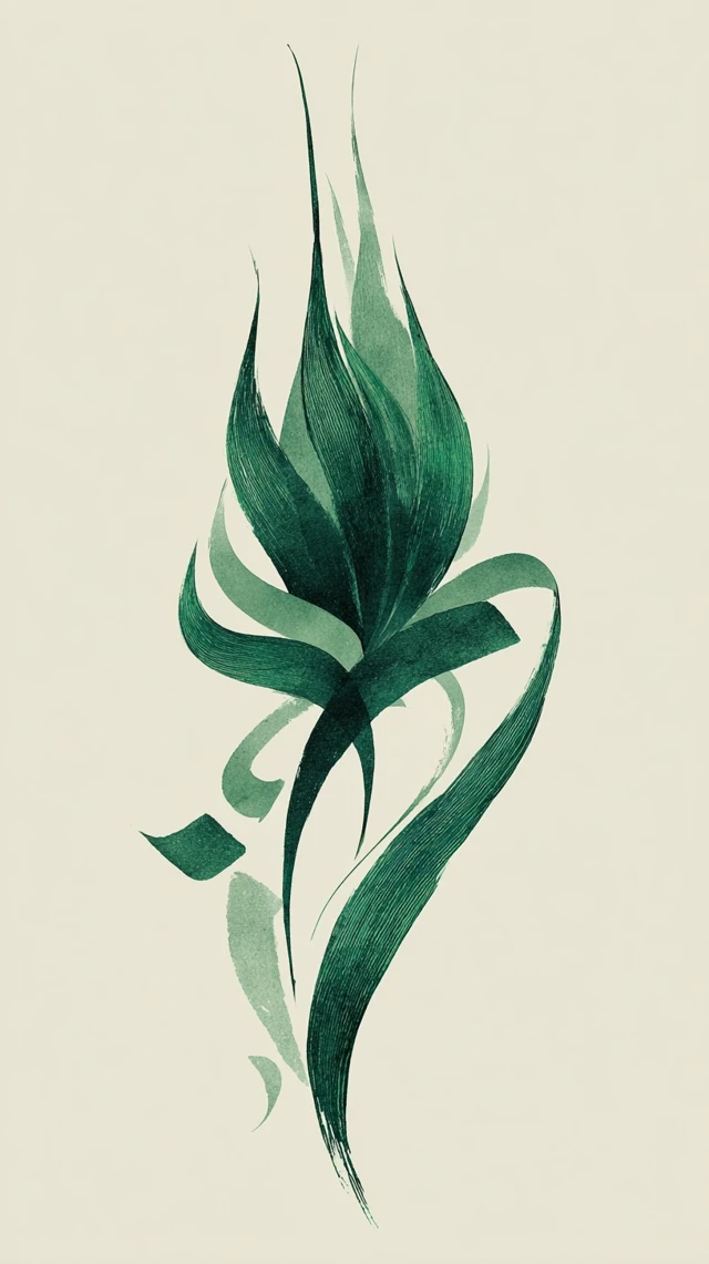Green Floral Illustration Arabic Calligraphy
