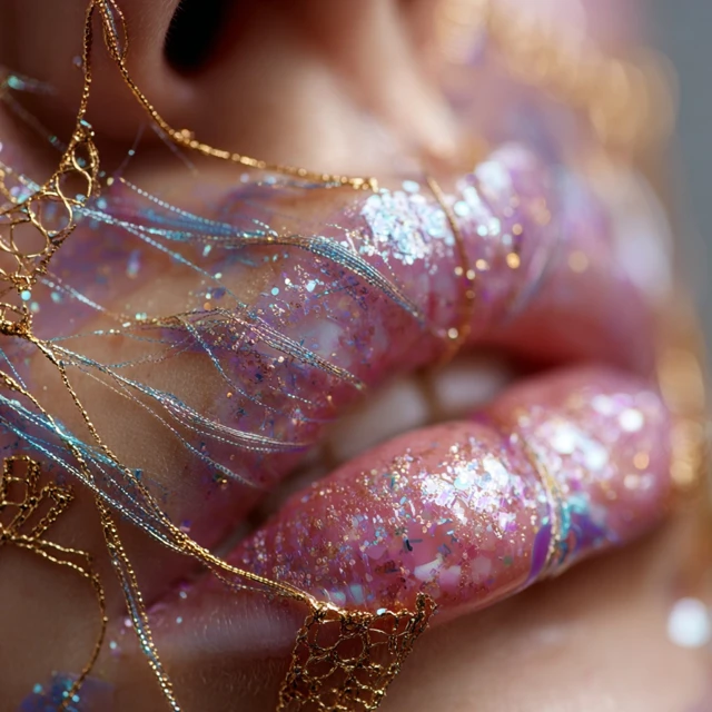 Glitter Lips Kintsugi Face Mask Dreamy Portrait
