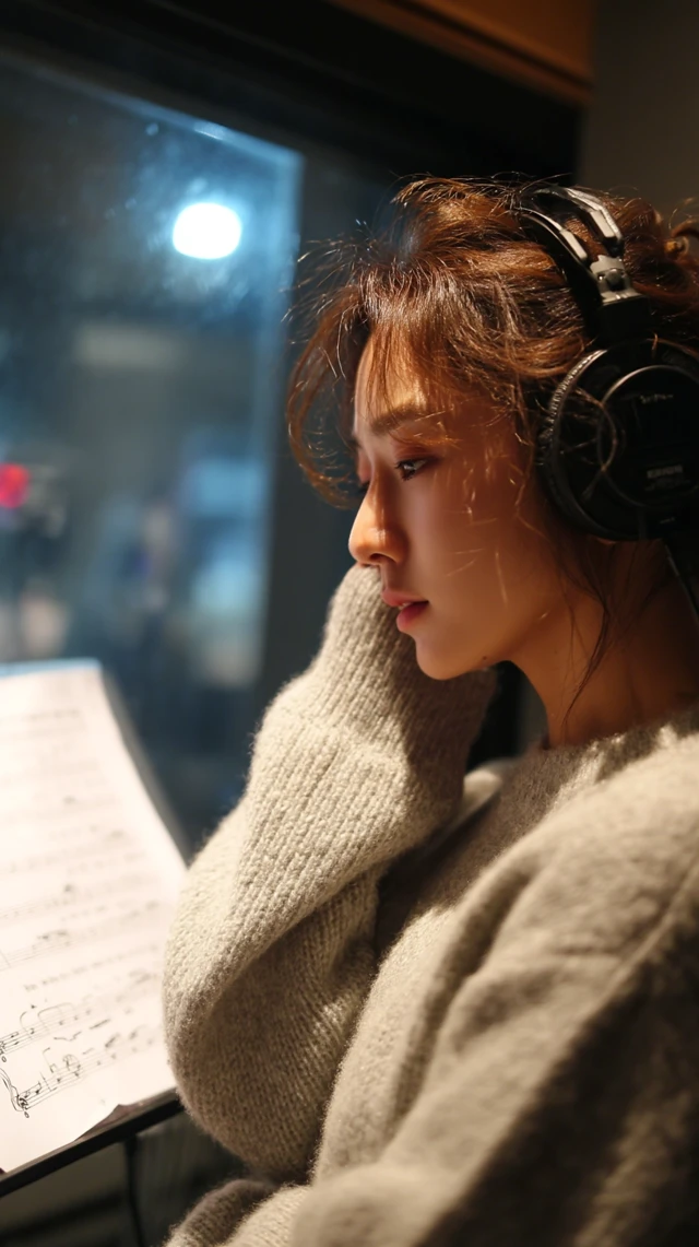 Korean Singer Recording Session In Studio