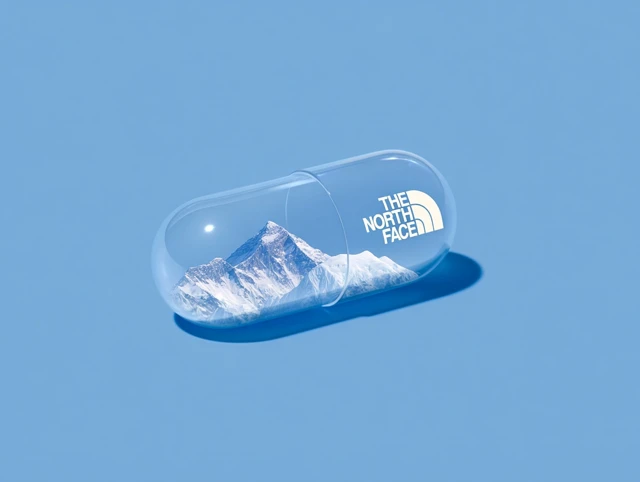 North Face Logo and Mount Everest Pill Hyperrealistic
