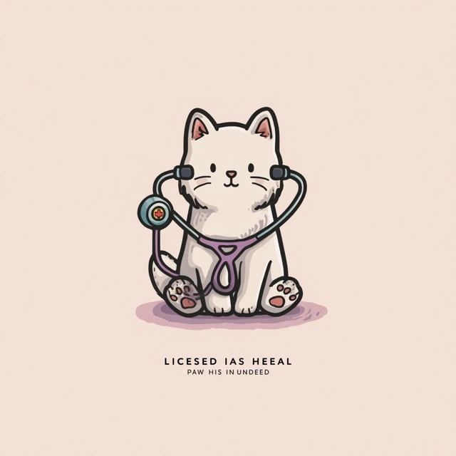 Stethoscope Cat Minimalist Medical Icon