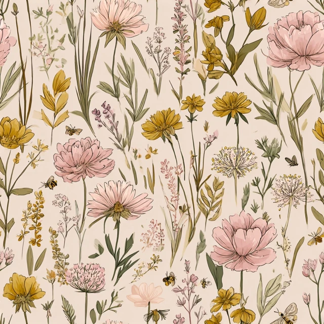 Wildflower Garden Pattern Seamless Repeat Design