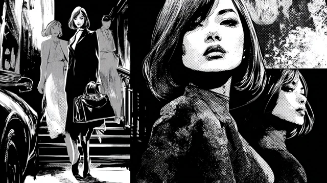 Glamorous Woman Comic Collage Mystery and Power