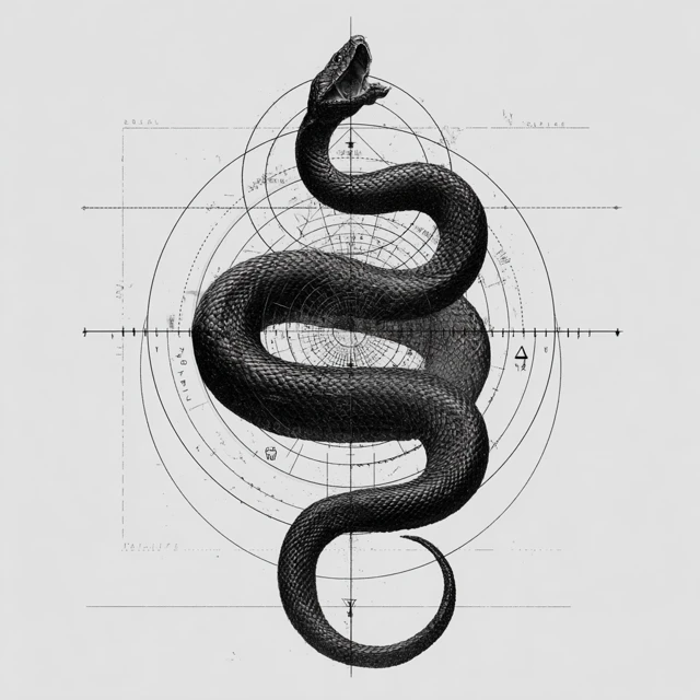 Snake Tattoo Design with Geometric Composition
