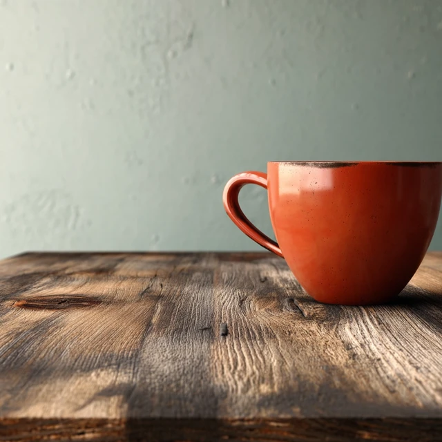 Coffee Mug Design Background Empty Table Close Up