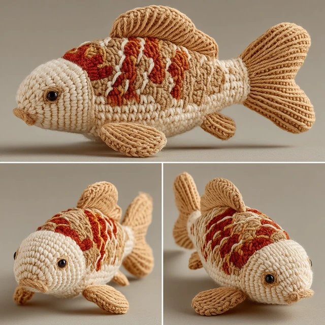 Crochet Carp Handmade Toy Fish Studio Photography