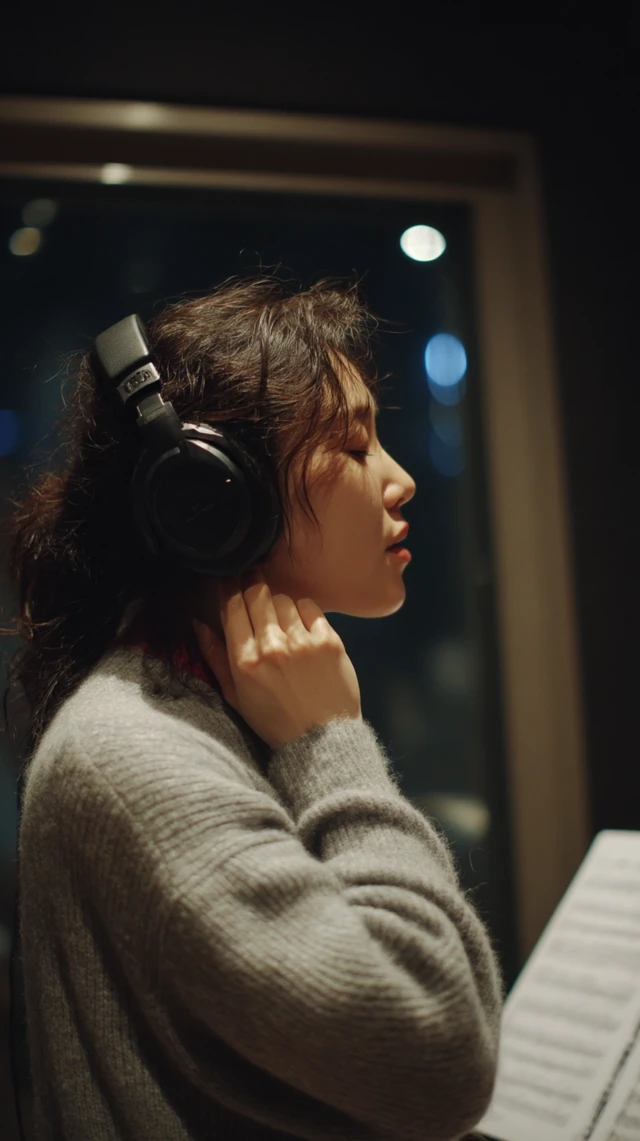 Korean Singer Recording Session In Studio