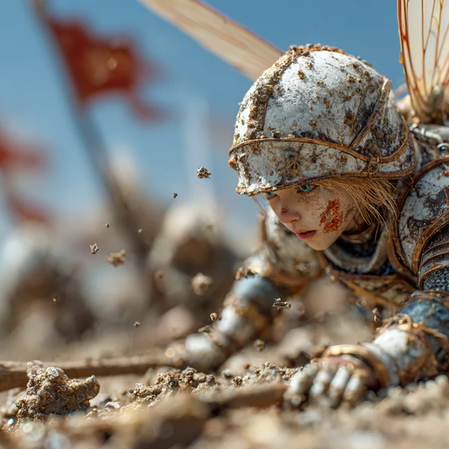 Fairy Warrior in Battle Detailed 8k Fantasy Art
