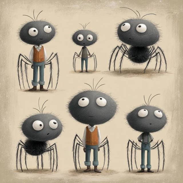 Adorable Spider Character Turnarounds Childrens Book