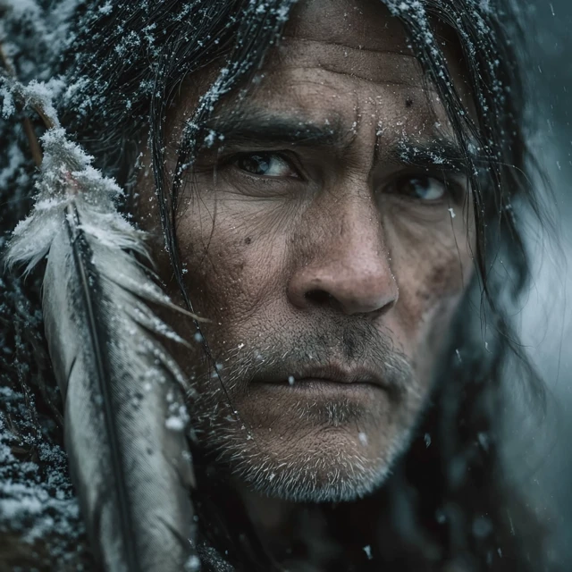 Native American Portrait in Winter