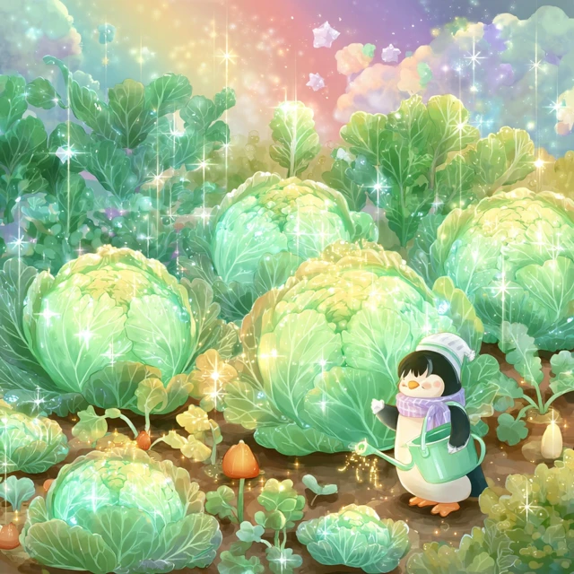 Magical Garden Penguin Illustration