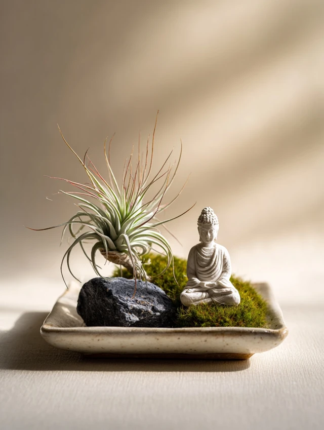 Zen Diorama Miniature Buddha Air Plant