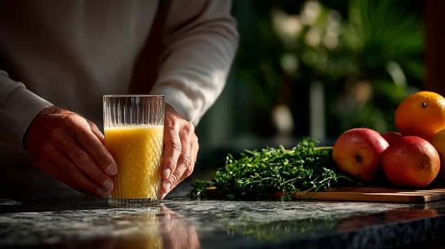 Fruit Smoothie Recipe in a Sunlit Kitchen