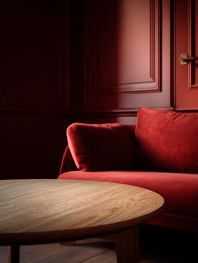 Crimson Living Room Interior Photography