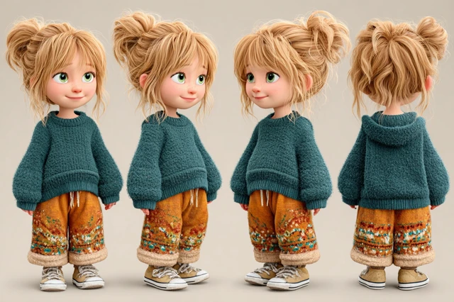 Adorable Child Character Turnaround Disney Pixar 3D
