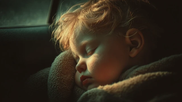 Sleeping Baby In Car Adorable Peaceful Moment