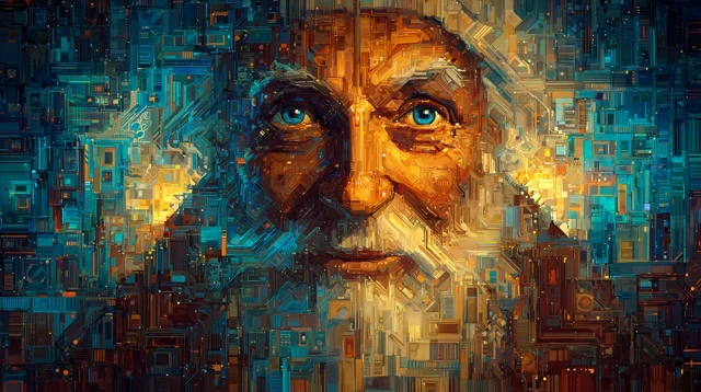 Cybernetic Santa Claus Smiling Futurism Art