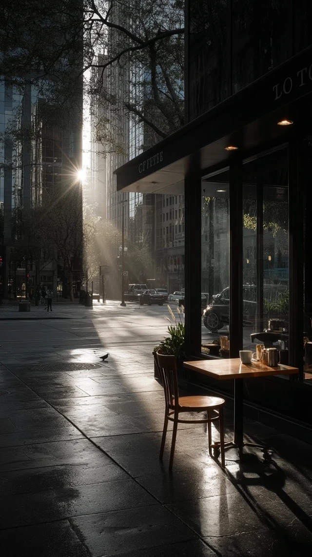 City Street at Sunrise Moody Contrast