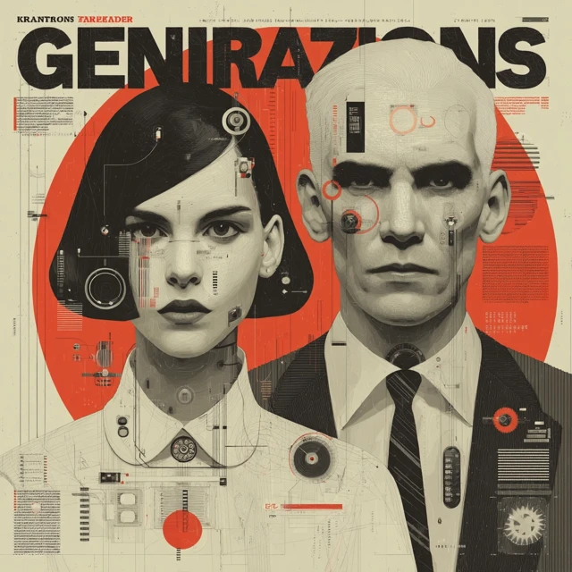 Retro-Futuristic Album Cover: Generaciones Cruzadas