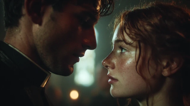 Emotional Tension Priest and Woman A24 Style