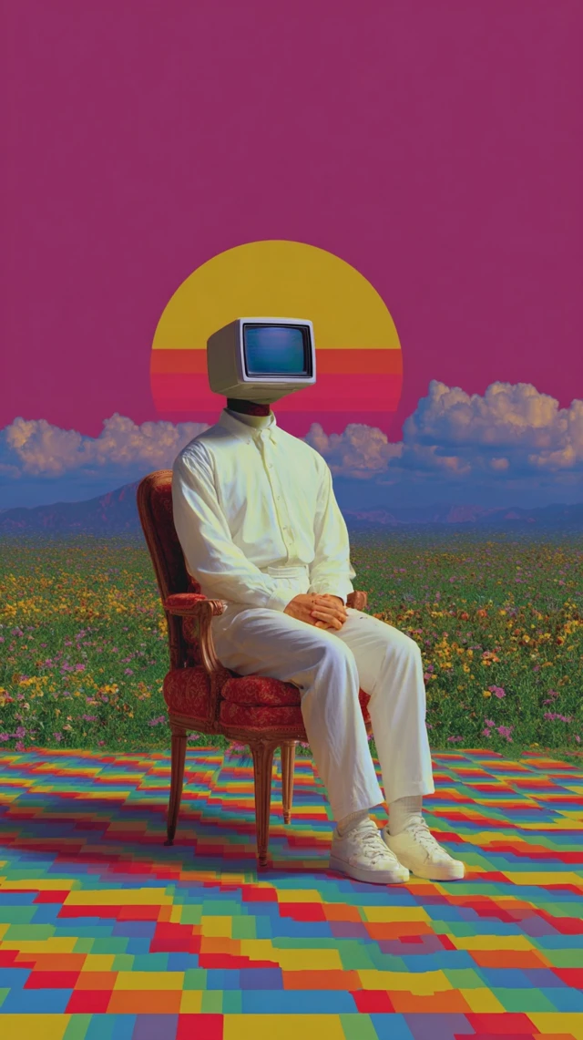 Digital Fatigue Retro 80s Aesthetic Surreal Art