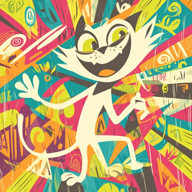 Tonkinese Cat Cartoon Groovy 60s Retro Art