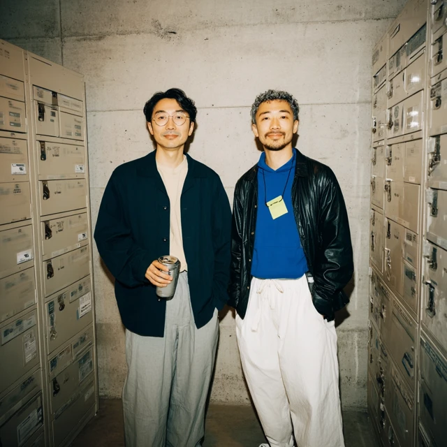 Japanese Men in Warehouse Locker Lobby - Fashion Portrait