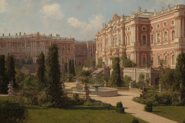 Neo Russian Palace 1890s Imperial Residence Landscape