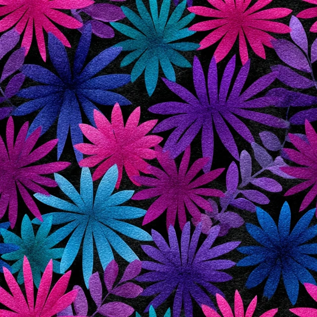 Neon Watercolor Floral Seamless Pattern Design