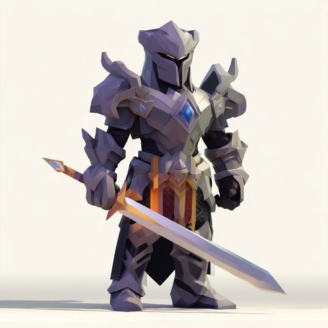 Low Poly White Knight 3D Game Art