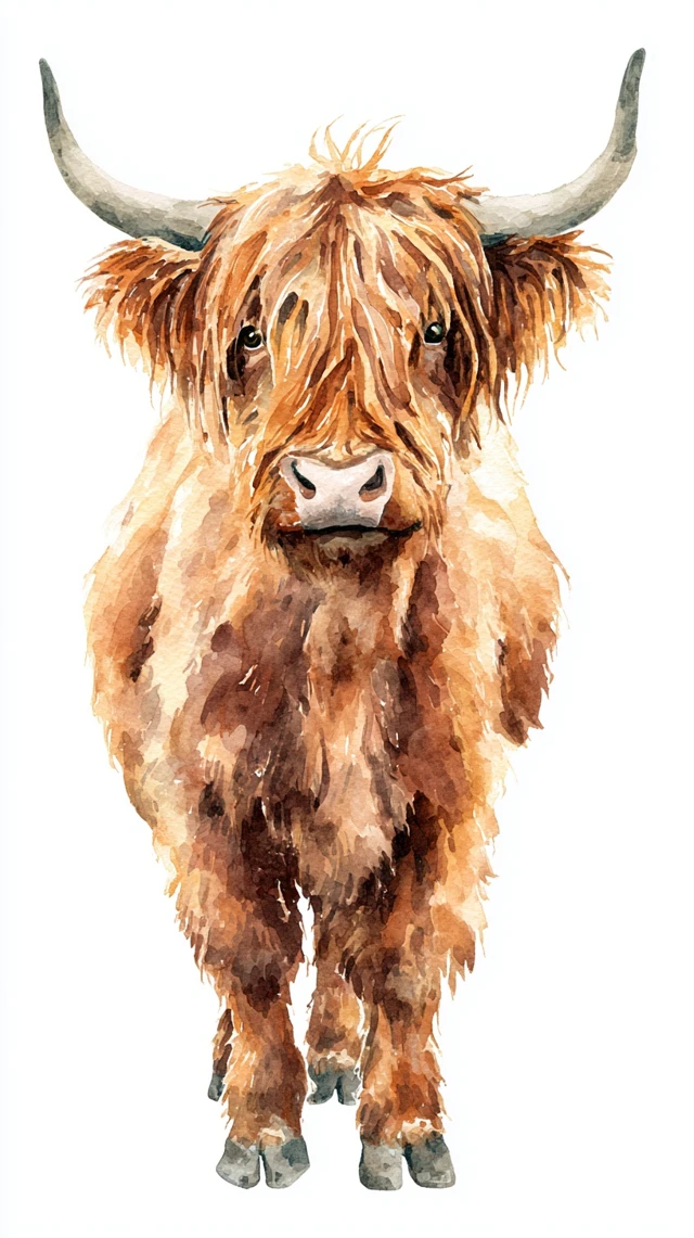 Highland Cow Watercolor Painting Art Print