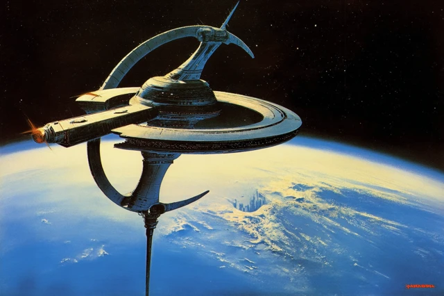 Retro SciFi Space Station Concept Art Illustration