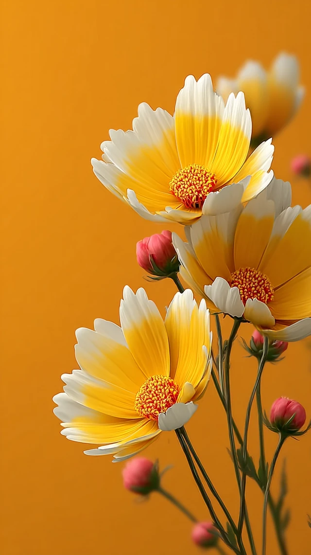 Floral Background Abstract Yellow White Flowers