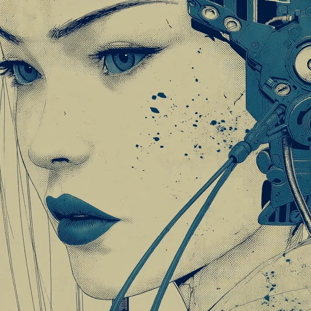 Cyberpunk Geisha Portrait in Anime Style