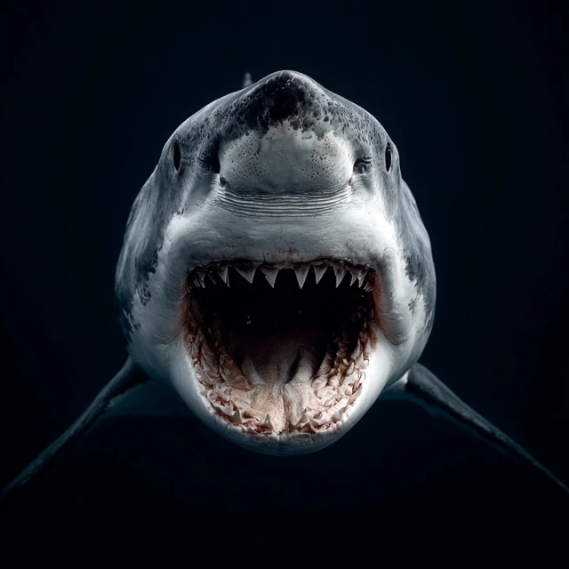 Great White Shark Terrifying Closeup