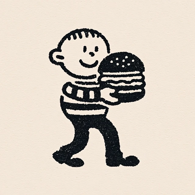 Vintage Cartoon Mascot with Burger Retro Design