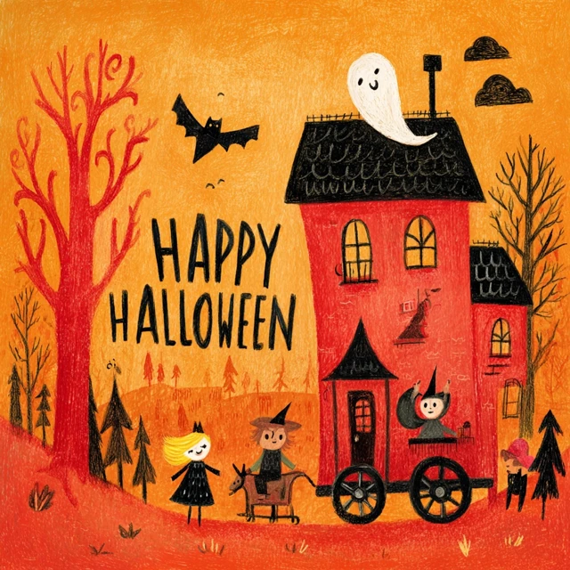 Whimsical Halloween Illustration Hand Drawn Style