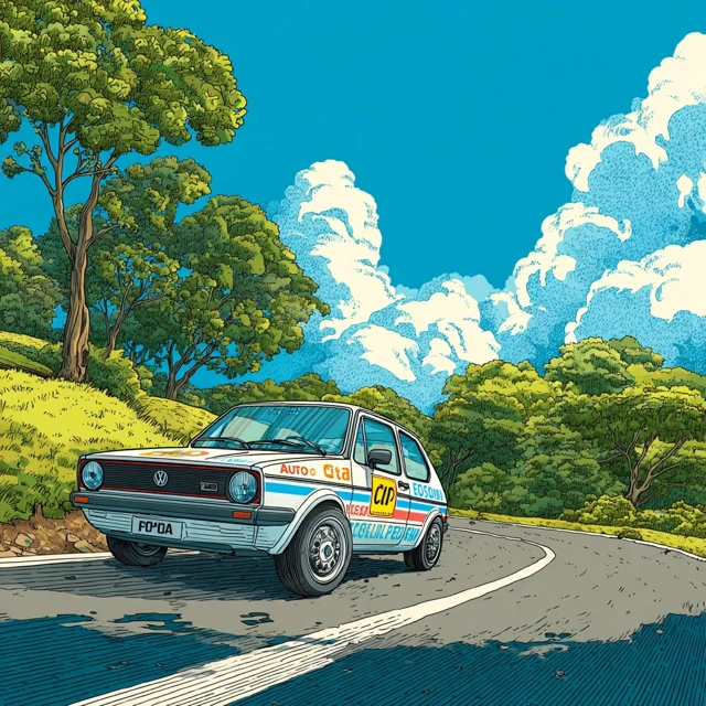VW Gol G2 Driving School Logo Design Illustration