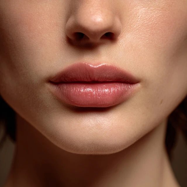 Close Up Lips and Face of Woman Realistic Detail