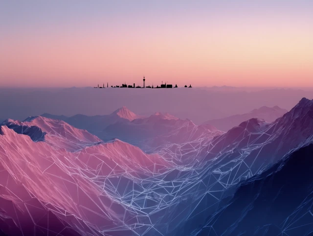 Munich Skyline and Data Mountains Art