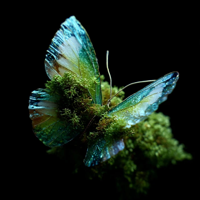 Iridescent Tech Moss Butterfly Photography