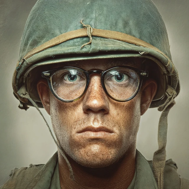 Vietnam War Soldier Portrait Hyperreal